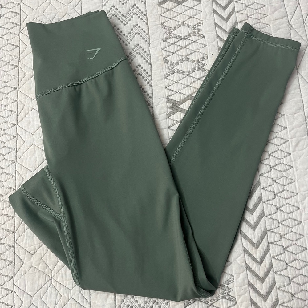 Gymshark Training High Waisted Leggings Sage Green Sporty Athletic Casual Small
